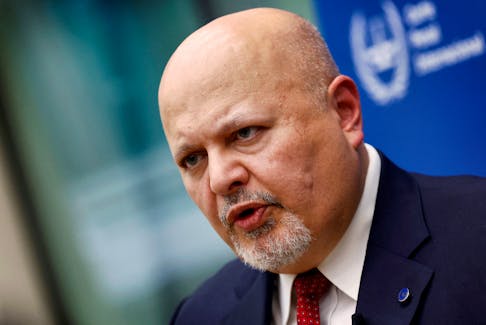 International Criminal Court Prosecutor Karim Khan speaks during an interview with Reuters about the violence in Israel and the occupied Palestinian territories in The Hague, Netherlands October 12, 2023.
