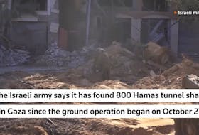 STORY: The Israeli army released video on Sunday it says shows soldiers finding and destroying the tunnel shafts and said many were in civilian areas like schools, mosques, kindergartens and playgrounds in the Hamas-run enclave. The Palestinian Islamist group said before the now eight-week-old war in the Gaza Strip that it had hundreds of miles of tunnels - a network comparable in size to the New