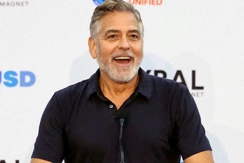 Actor George Clooney speaks at an event for the second year of the Roybal School of Film and Television Production Magnet at the Edward R. Roybal Learning Center in Los Angeles, California, U.S., October 13, 2023.