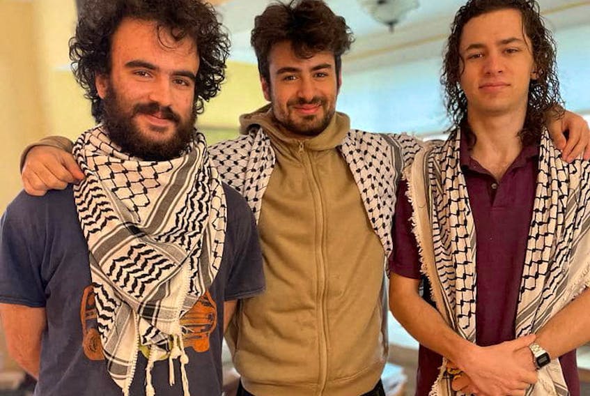 Hisham Awartani, Kinnan Abdel Hamid and Tahseen Ahmed, three college students of Palestinian descent who were shot near the University of Vermont in Burlington on November 25, 2023 are seen in this undated handout photo.  Awartani family/Handout via