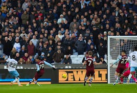 Soccer Football - Premier League - West Ham United v Crystal Palace - London Stadium, London, Britain - December 3, 2023 Crystal Palace's Odsonne Edouard scores their first goal Action Images via Reuters/Paul Childs