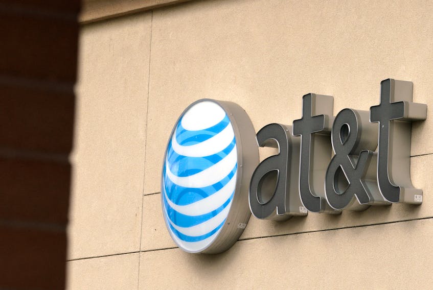 The AT&T logo is seen on a store in Golden, Colorado United States July 25, 2017.