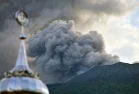 Mount Marapi volcano spews volcanic ash as seen from Nagari Batu Palano in Agam, West Sumatra province, Indonesia, December 4, 2023, in this photo taken by Antara Foto. Antara Foto/Iggoy el Fitra/via REUTERS
