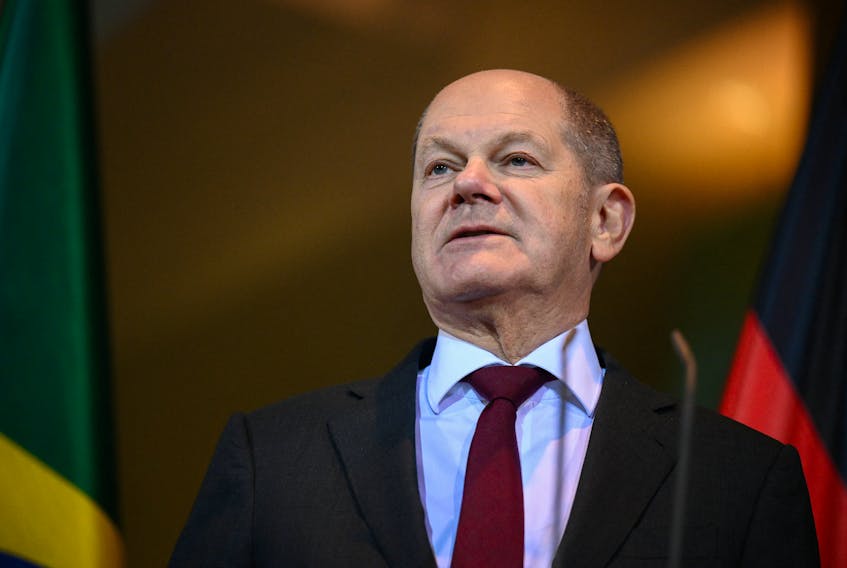 German Chancellor Olaf Scholz speaks during a press conference, amid the German-Brazilian government consultations at the Chancellery in Berlin, Germany, December 4, 2023.