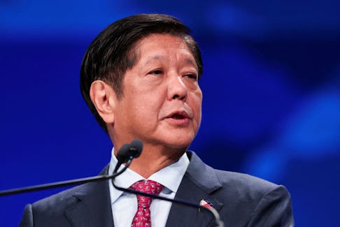 Ferdinand Marcos Jr. President of the Philippines speaks at the Asia-Pacific Economic Cooperation (APEC) CEO Summit in San Francisco, California, U.S., November 15, 2023.