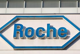 The logo of Swiss drugmaker Roche is seen at its headquarters in Basel, Switzerland January 30, 2020.
