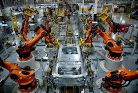 Autonomous robots assemble an X model SUV at the BMW manufacturing facility in Greer, South Carolina, U.S. November 4, 2019.