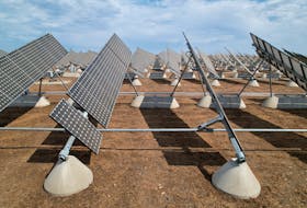 Solar panels are set up in the solar farm at the University of California, Merced, in Merced, California, U.S. August 17, 2022.