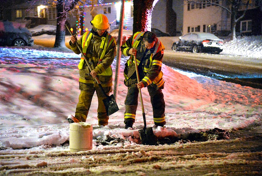 St. John's Regional firefighters were called to an oil spill in west-end St. John's Monday night. Keith Gosse/The Telegram
