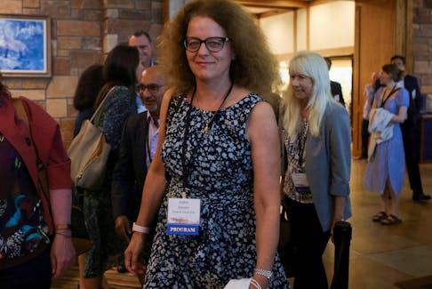 European Central Bank board member Isabel Schnabel attends a dinner program at Grand Teton National Park where financial leaders from around the world are gathering for the Jackson Hole Economic Symposium outside Jackson, Wyoming, U.S., August 25, 2022.