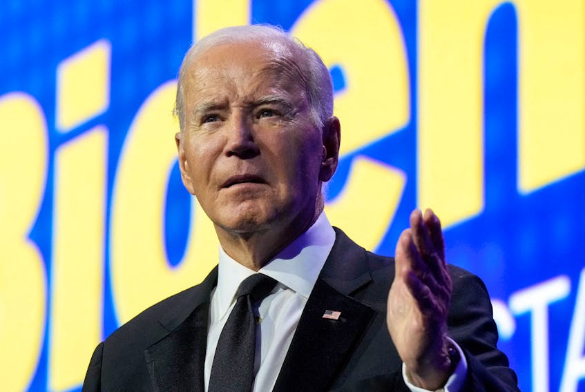 U.S. President Joe Biden speaks at a dinner hosted by the Human Rights Campaign at the Washington Convention Center in Washington, U.S., October 14, 2023.