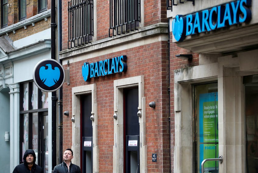 A branch of Barclays Bank is seen, in London, Britain, February 23, 2022. 