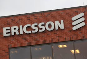 A logo of Ericsson is seen outside the company's office in Kanata, Ontario, Canada April 17, 2023.