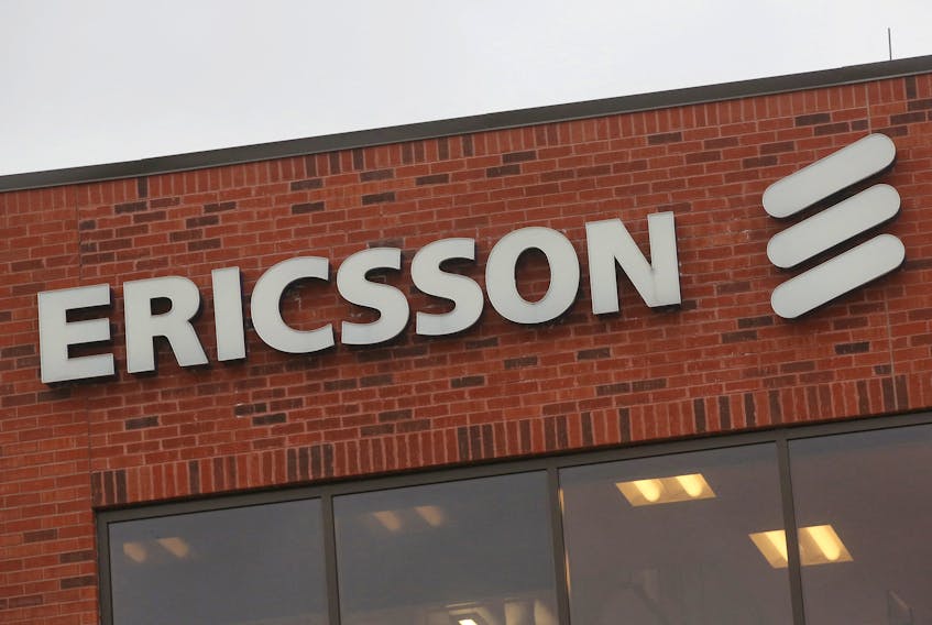 A logo of Ericsson is seen outside the company's office in Kanata, Ontario, Canada April 17, 2023.