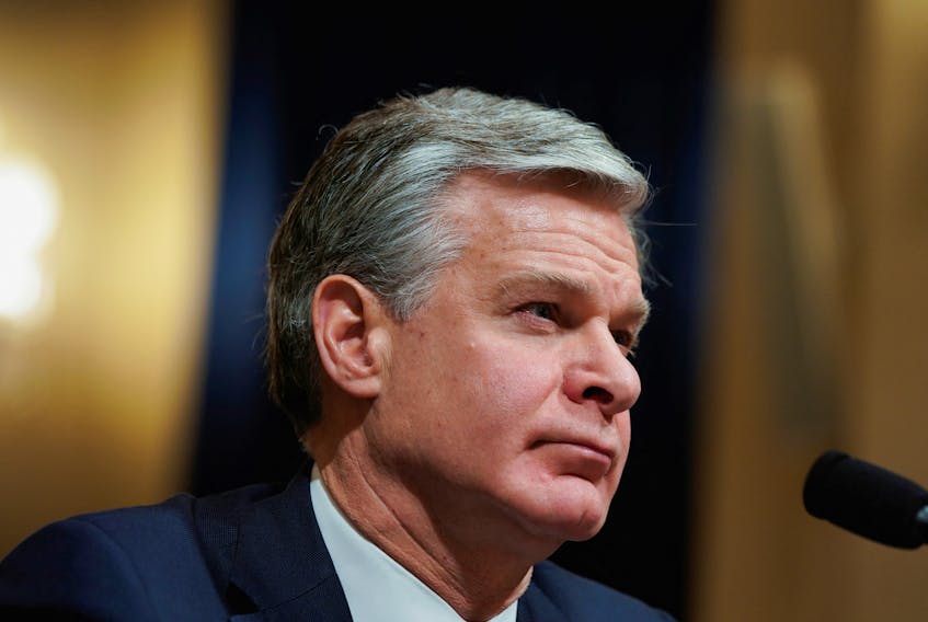 FBI Director Christopher Wray attends a House Homeland Security Committee hearing examining worldwide threats to the U.S., on Capitol Hill in Washington, U.S., November 15, 2023.