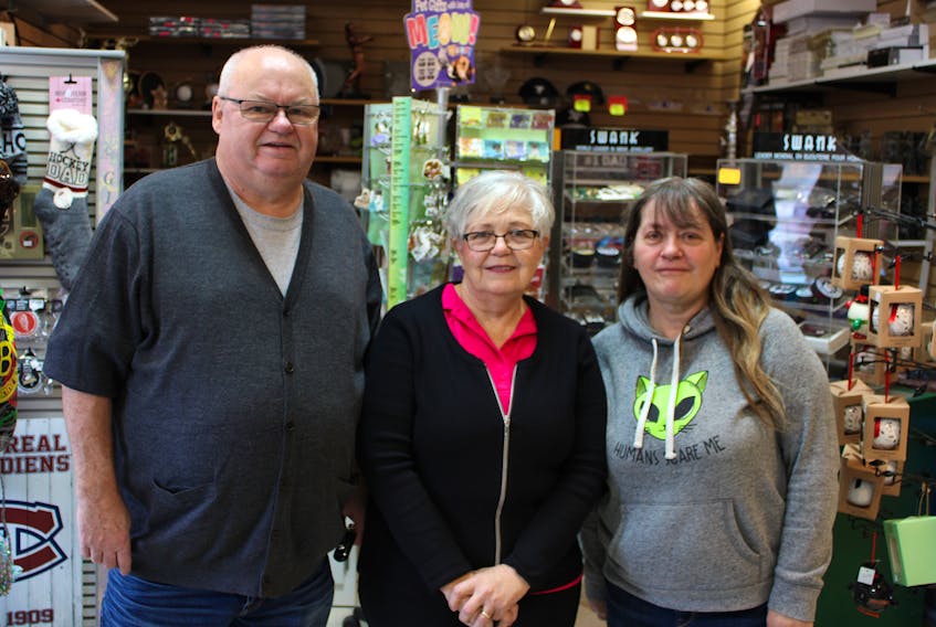 The staff of Mel's This & That Trophies and Gifts in Glace Bay: Mel Bryden, owner Brenda Bryden and Cathy Shaw. After 39 years of business, the shop will be closing. The Brydens said a drop in sales and high costs since the beginning of the COVID-19 pandemic have made the past few years difficult to keep the business going. LUKE DYMENT/CAPE BRETON POST
