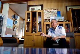 Yonaguni town mayor Kenichi Itokazu speaks during an interview with Reuters at Yonaguni town hall, on Yonaguni island, Japan's westernmost inhabited island in Okinawa prefecture, Japan November 9, 2023.