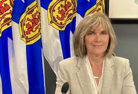 Kim Adair, the auditor general for Nova Scotia, says the province's ground ambulance service is in a critical state and the provincial government is not effectively monitoring the performance of the company that operates it.  Adair presented her report on Tuesday, Sept. 26, 2023.