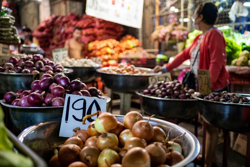 Onions are displayed at a stall at a public market in Manila, Philippines, January 28, 2023.