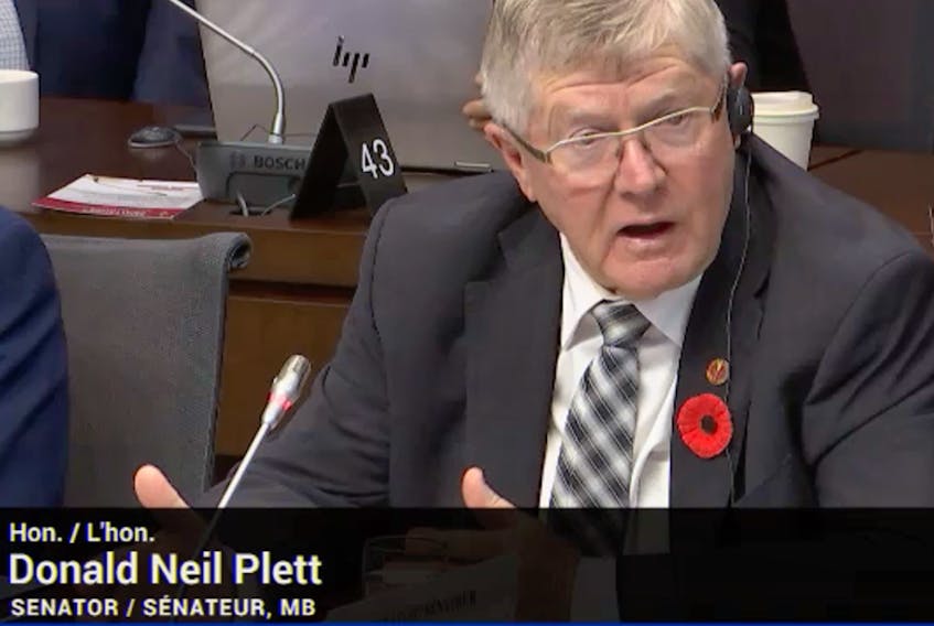 Conservative Senator Don Plett at the standing committee on internal economy, budgets and administration.