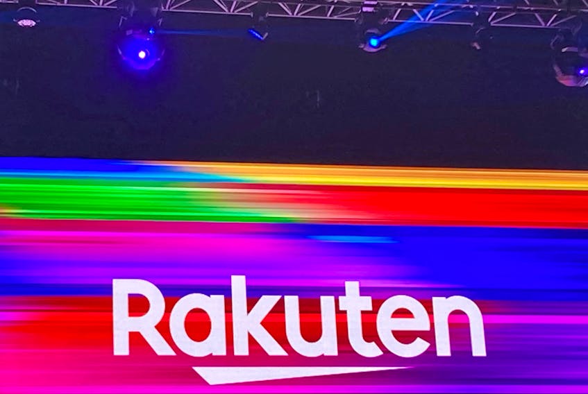 The logo of Rakuten is pictured in Yokohama, Kanagawa, Japan, Aug 2, 2023.