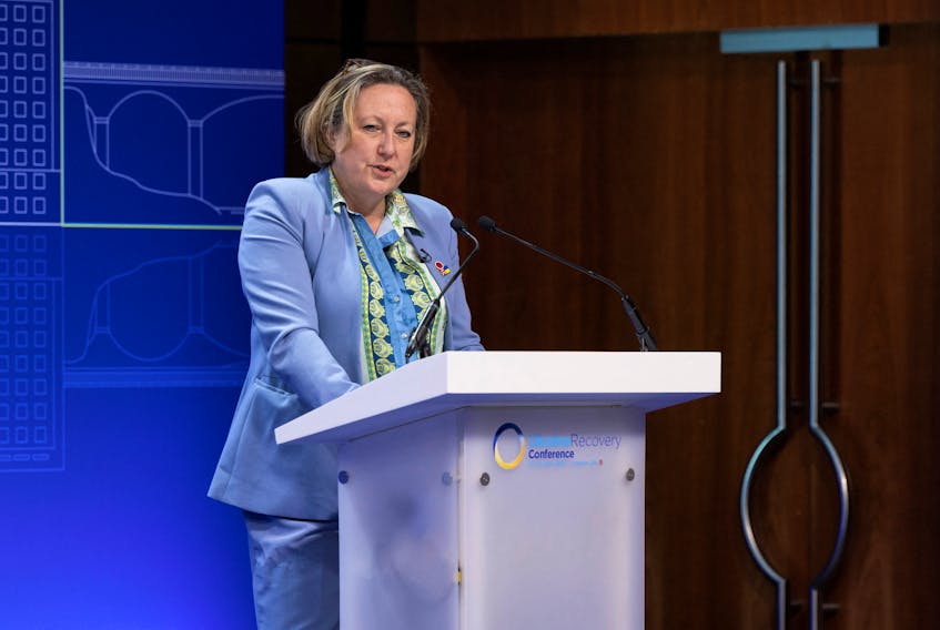 Anne-Marie Trevelyan, Minister of State in the Foreign, Commonwealth & Development Office speaks during day two of the Ukraine Recovery Conference in London, Britain on June 22, 2023. Dan Kitwood/Pool via REUTERS