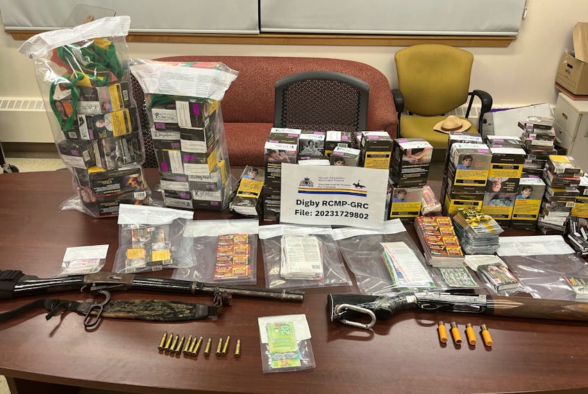 A photo of the seized items as part of the investigation into business break-ins in Digby County. RCMP PHOTO