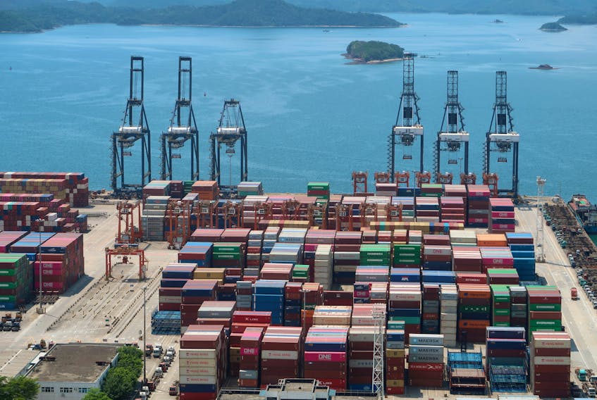 Cranes and containers are seen at the Yantian port in Shenzhen, following the novel coronavirus disease (COVID-19) outbreak, Guangdong province, China May 17, 2020. Picture taken May 17, 2020.