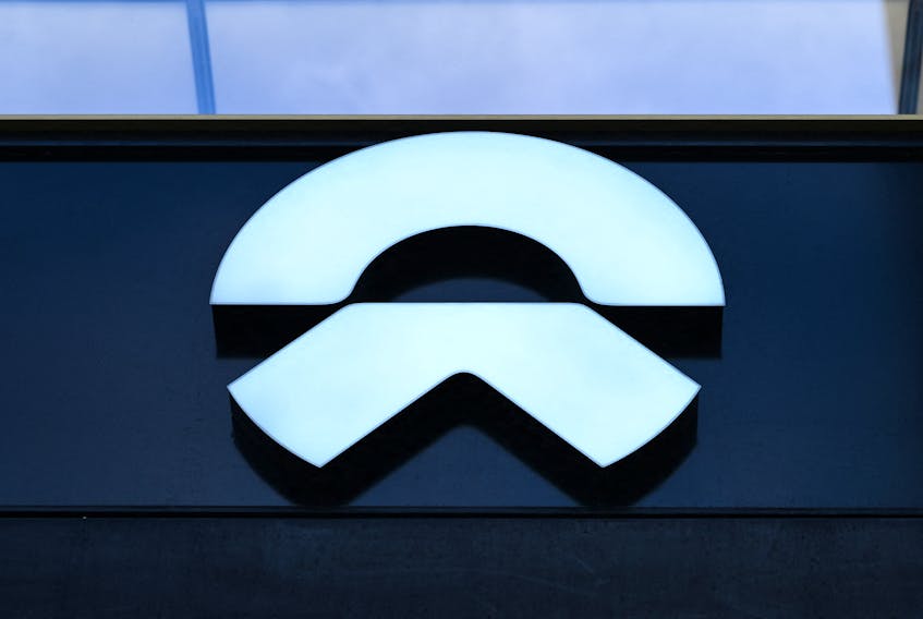 The logo of NIO is pictured on the NIO House, the showroom of the Chinese premium smart electric vehicle manufacture NIO Inc. in Berlin, Germany August 17, 2023.