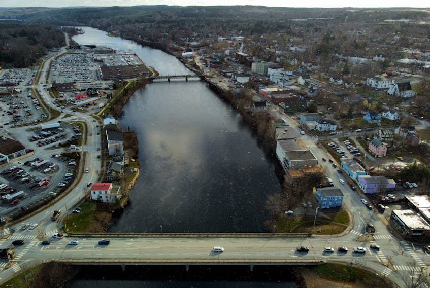FOR CAMPBELL STORY:
An aerial view of  Bridgwewater, NS November 29, 2023.

TIM KROCHAK PHOTO