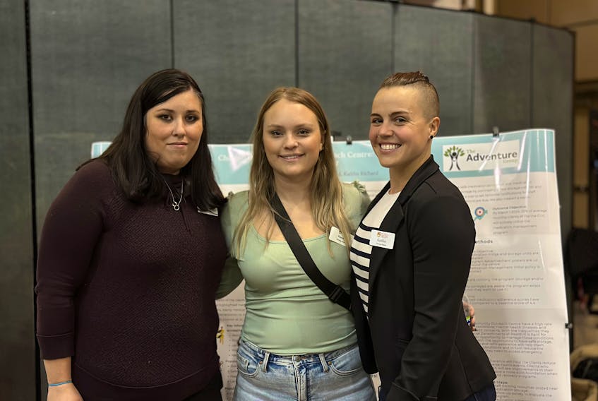 Fourth-year UPEI nursing students Kayla MacDonald, left, Hannah Harrington and Kaitlin Richard have created a project designed to support clients of the Charlottetown Community Outreach Centre adhere to their medication schedules. Vivian Ulinwa • SaltWire