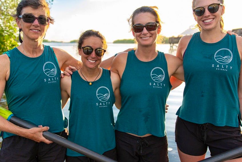  Four marine biologists with ties to UBC will race 5,000 kilometres across the Atlantic Ocean to raise money for ocean conservation. From left: Isabelle Côté, Lauren Shea, Chantale Bégin and Noelle Helder. Photo: Lindsey Hawkins Stigleman/UBC