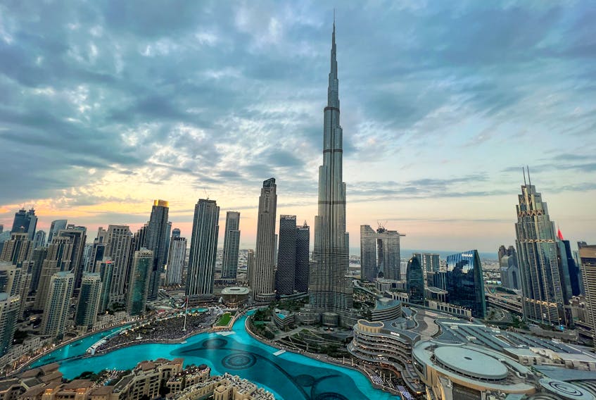 A general view of Dubai Downtown showing world's tallest building Burj Al Khalifa, in Dubai United Arab Emirates, December 31, 2022.
