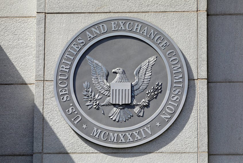 The seal of the U.S. Securities and Exchange Commission (SEC) is seen at their headquarters in Washington, D.C., U.S., May 12, 2021. Picture taken May 12, 2021.