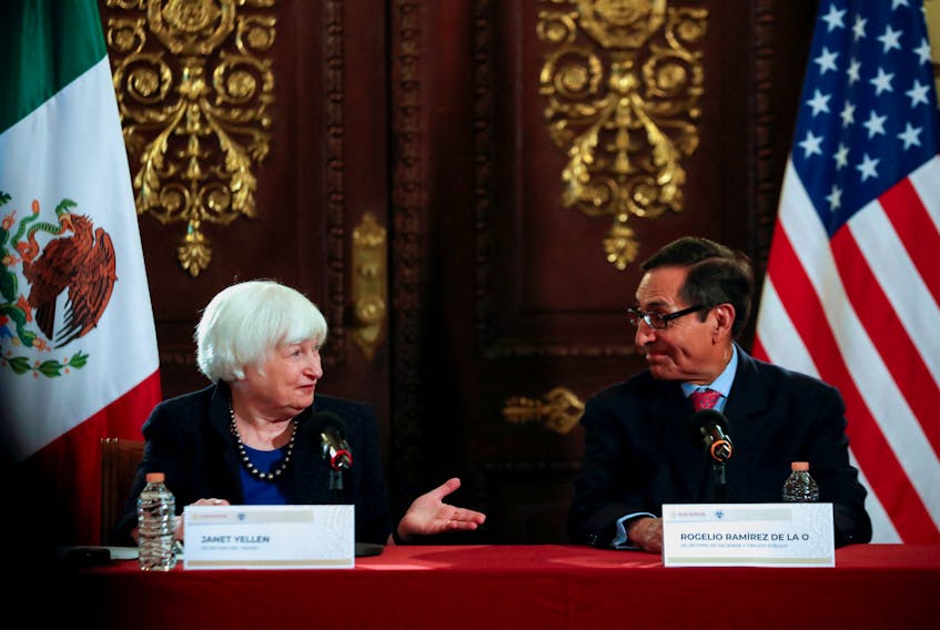 U.S. Treasury Secretary Janet Yellen attends a press conference with Mexican Finance Minister Rogelio Ramirez de la O, in Mexico City, Mexico December 7, 2023.
