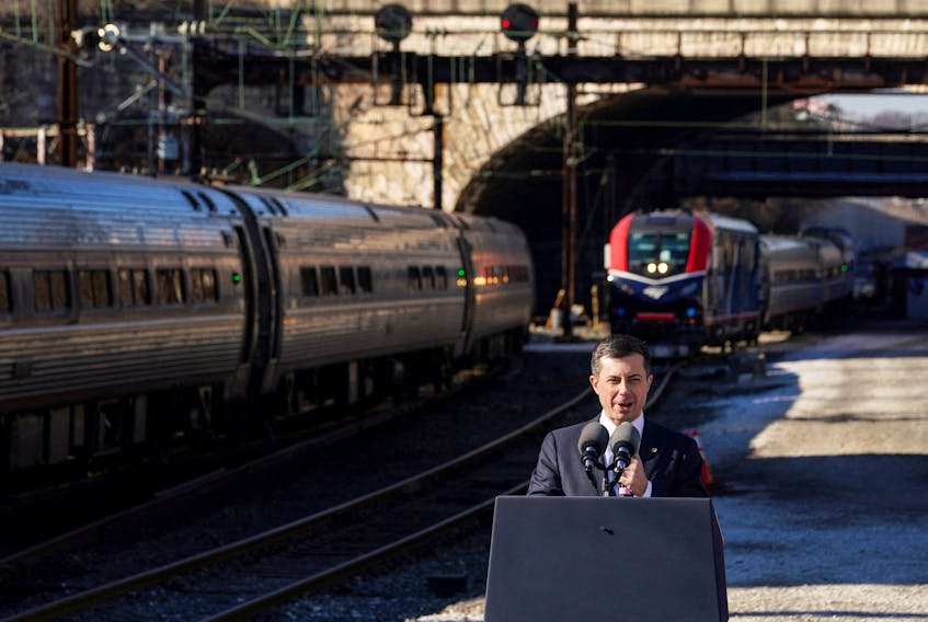 U.S. Transportation Secretary Pete Buttigieg speaks during an event in Baltimore, Maryland, U.S., January 30, 2023.