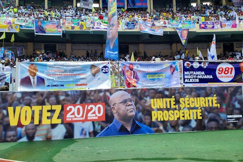 Supporters of the Union for Democracy and Social Progress {UDPS}  party gather to attend the launch of the first official day of campaigning for the presidential election of Dec. 20 by their leader Felix Tshisekedi, in Kinshasa, Democratic Republic of Congo, November 19, 2023.