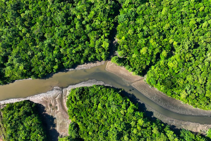 A general view shows the water conditions of the Piraiba river before a summit of Amazon rainforest nations, in Belem, Para state, Brazil August 6, 2023.