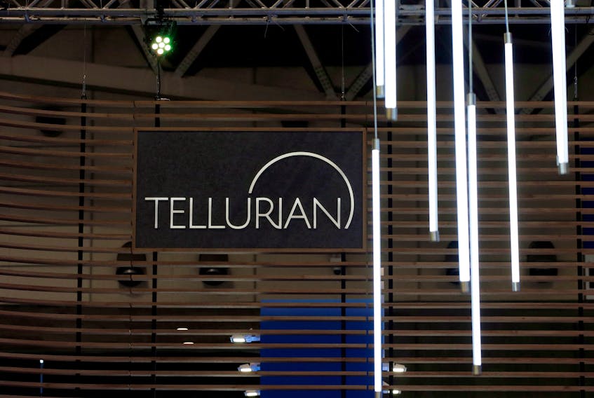 The logo of Tellurian Inc is seen in its booth at Gastech, the world's biggest expo for the gas industry, in Chiba, Japan April 4, 2017.