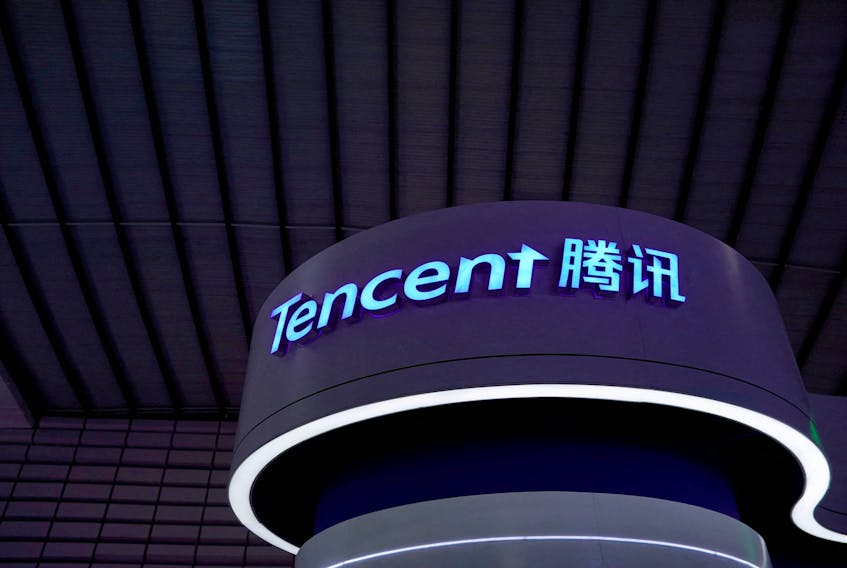 A Tencent sign is seen at the World Internet Conference (WIC) in Wuzhen, Zhejiang province, China, October 20, 2019.