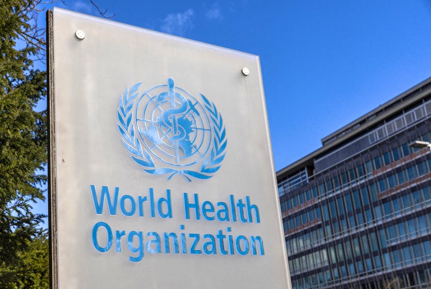 The World Health Organisation (WHO) logo is seen near its headquarters in Geneva, Switzerland, February 2, 2023.