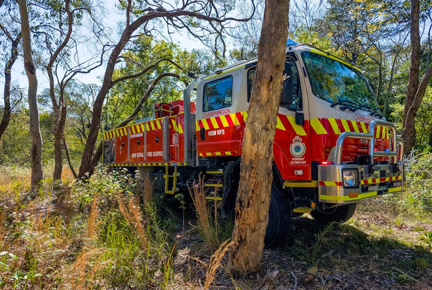 New South Wales Rural Fire Service firetruck is seen at a hazard reduction burn site in Sydney, Australia, September 10, 2023.