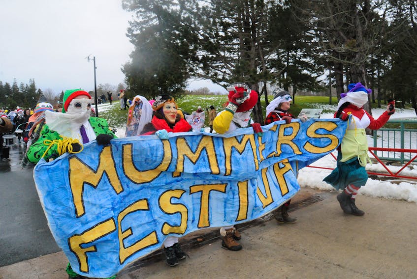 The 15th. annual Mummers Festival parade took place at Bowring Park on Saturday afternoon, December 9, 2023. Here, some of the parade participants, dressed in their festive mummer disguises, as they make their way through the strutting their stuff. -Photo by Joe Gibbons/The Telegram