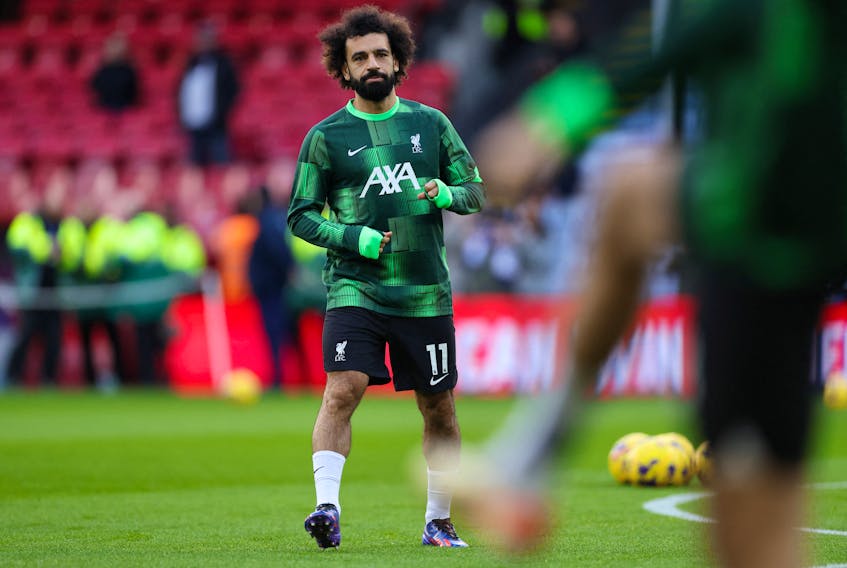 Soccer Football - Premier League - Crystal Palace v Liverpool - Selhurst Park, London, Britain - December 9, 2023 Liverpool's Mohamed Salah during the warm up before the match