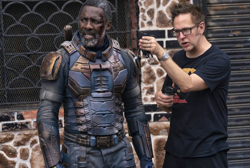  Idris Elba and James Gunn on the set of The Suicide Squad.