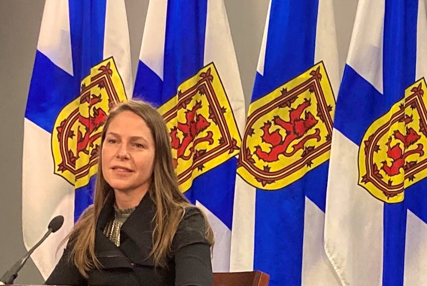 Education Minister Becky Druhan speaks to media after a Nova Scotia government cabinet meeting in Halifax on Thursday, Dec. 8, 2022. - Francis Campbell photo