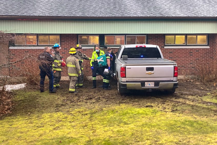 Two people were treated after a truck crashed into the side of Kentville United Baptist Church Friday afternoon. The cause of the crash is under investigation.