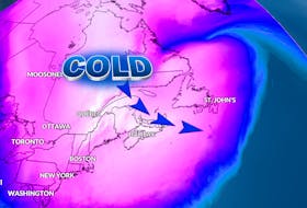 A blast of cold, arctic air will move into Atlantic Canada Friday night and Saturday.