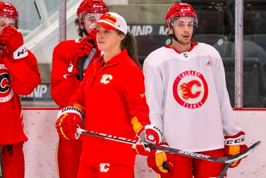 CALGARY, AB - JULY 12, 2022: The Calgary Flames' Rebecca Johnston during development camp at Seven Chiefs Sportsplex.
