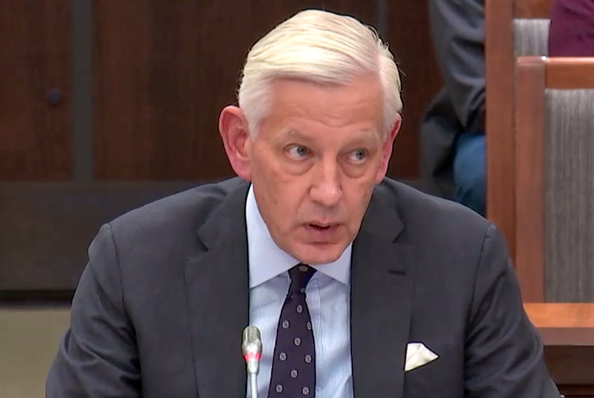 Former McKinsey &amp; Company executive Dominic Barton speaks at the House of Commons Standing Committee on Government Operations and Estimates on February 1, 2023.